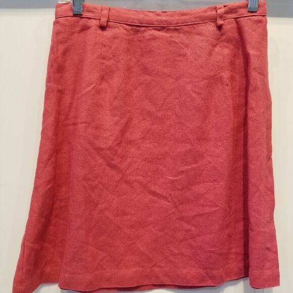 Coral Linen Skirt, Flat front Elasticized Back Comfortable Women's Size M NWOT - Picture 2 of 4